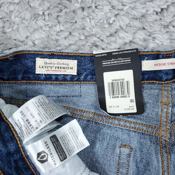 Levi's Premium Wedgie Straight Jeans Distressed Ripped Destroyed Blue Size 28x28 - Picture 6 of 12